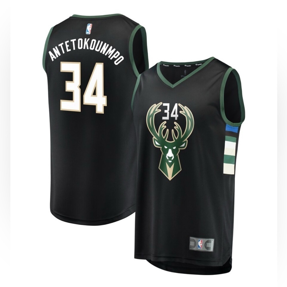 Milwaukee Bucks Yanis Antetokounmpo black basketball jersey men’s S Fanatics - Picture 1 of 12